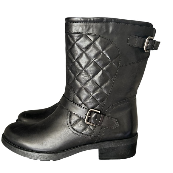 Aquatalia Quilted Leather Moto Boots Size 11 Made in Italy - Picture 1 of 8